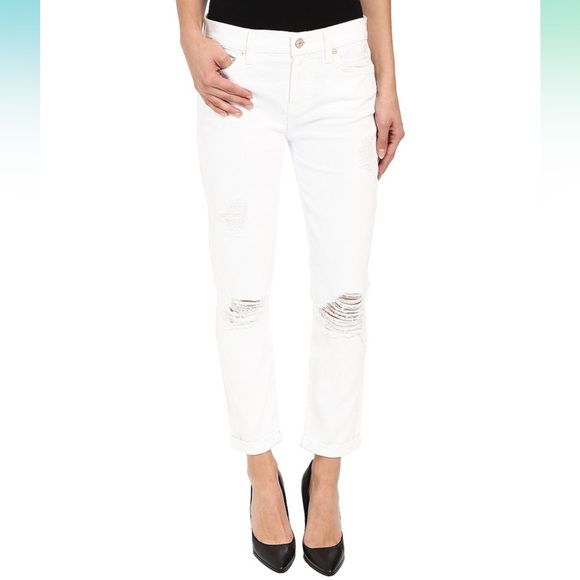 7 For All Mankind Destroyed Josefina Boyfriend Mid Rise Jeans - Picture 2 of 6